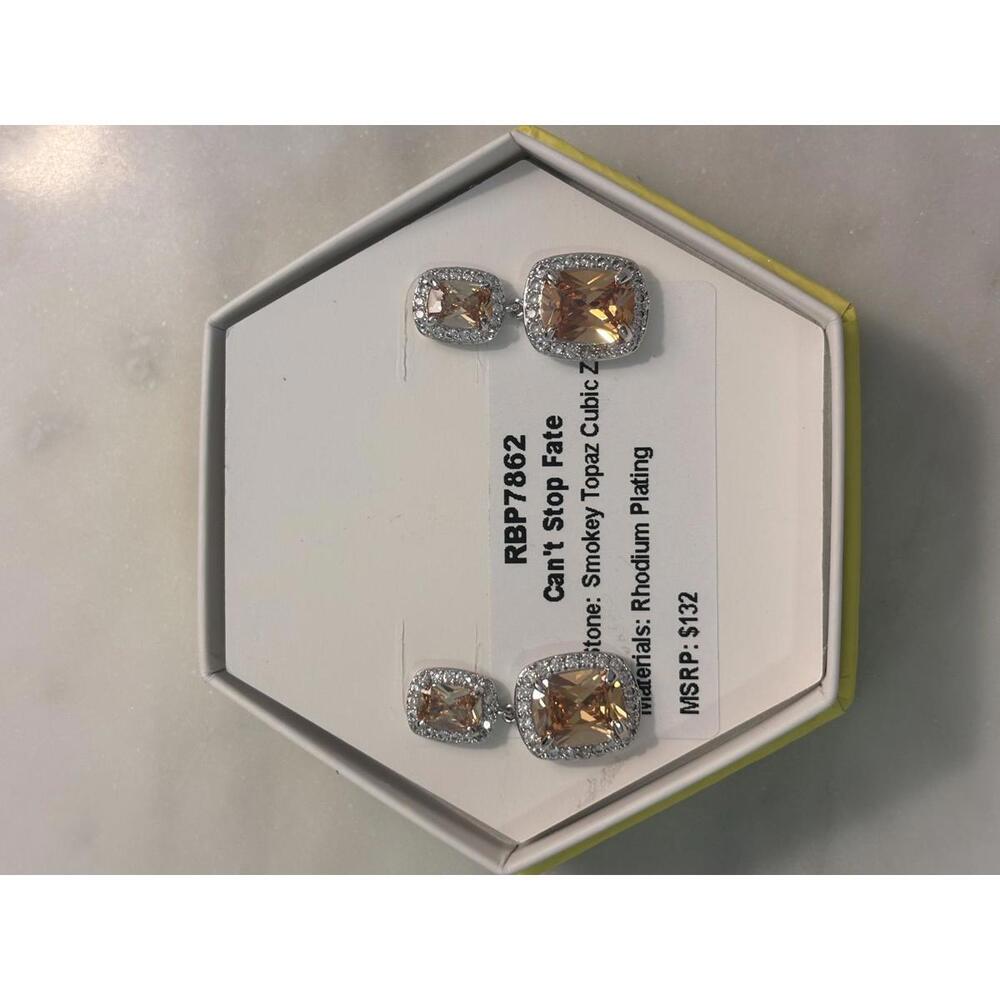 Bomb Party Can't Stop Fate Smokey Topaz Cubic Zirconia Earrings
